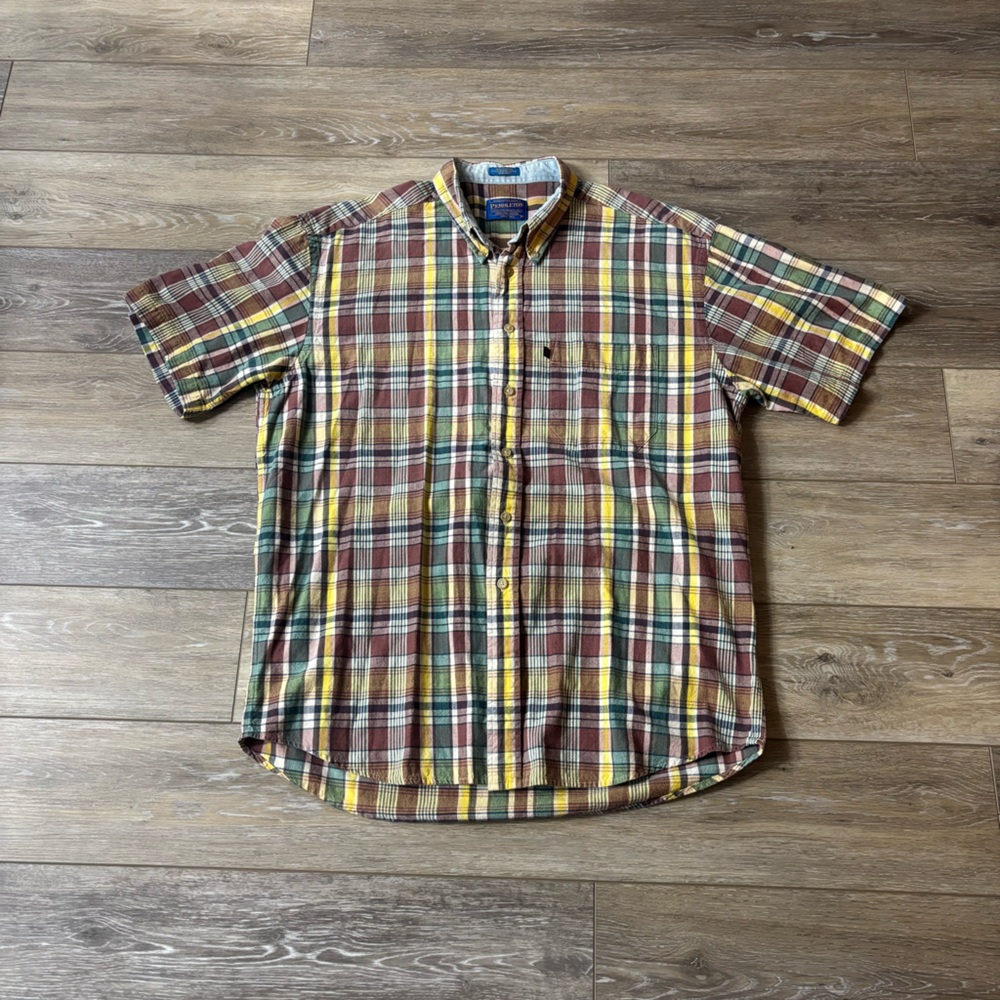 Pendleton Shirt Men’s Sz L Plaid Button Up 100% Cotton Outdoor Hiking Preppy